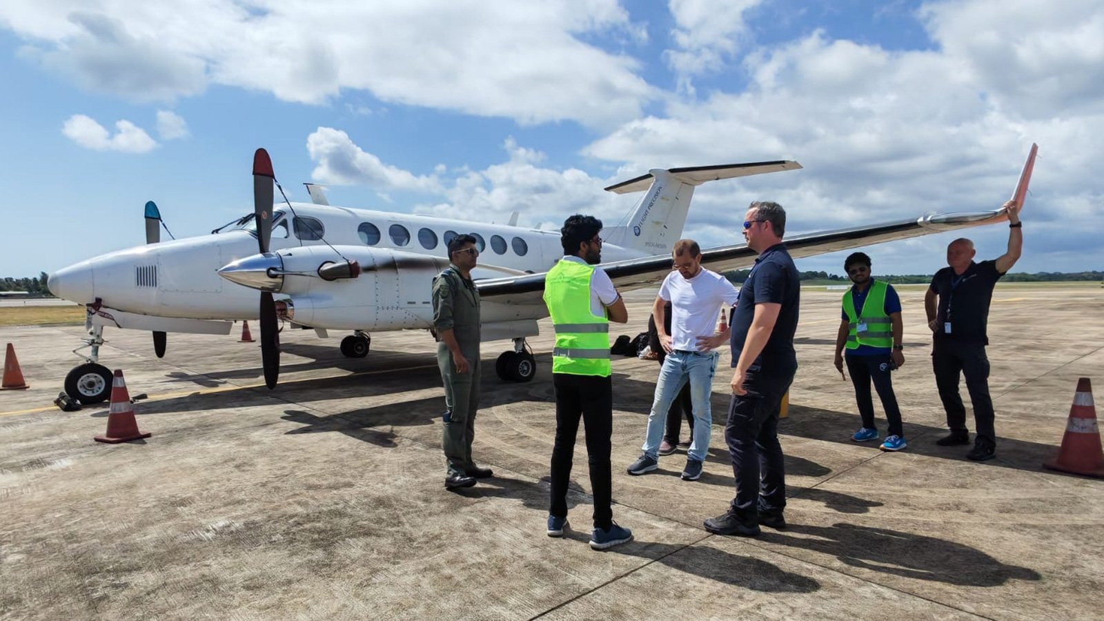 CJES ground supervision team providing operational support for Sri Lanka airport calibration flight in 2026